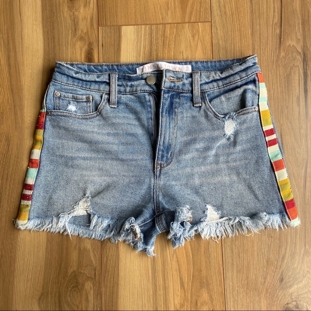 Tinseltown Lightwash High Waist Denim Shorts 5